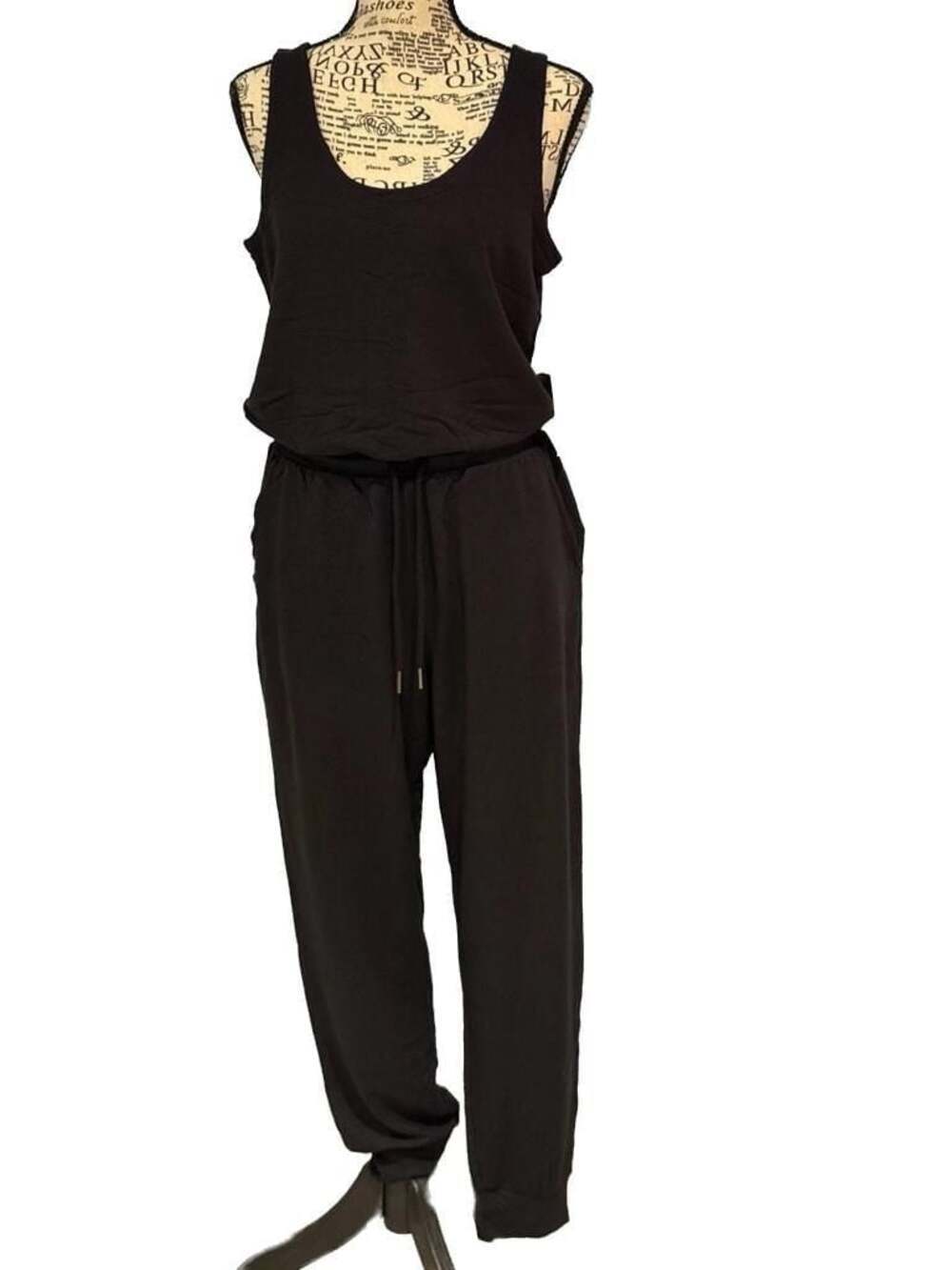 NWT Athleta Balance Jumpsuit Black Small Tall Sleeveless Drawstring Waist Jogger